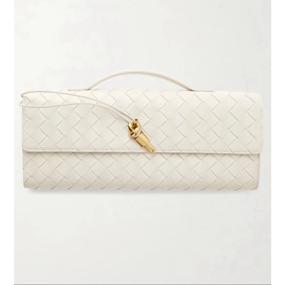 NWT Few Moda Theia Bag Cream White Woven Clutch Handbag With Strap